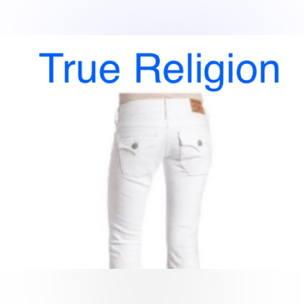 NWT True Religion Disco Billy optic white distressed straight Retail $224